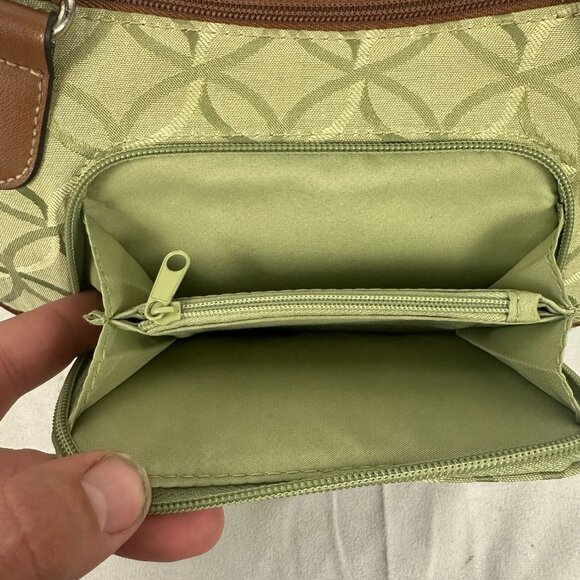 Rosetti Vintage Style Green Brown Shoulder Bag Geometric Pattern & Metal Accent - Picture 9 of 14